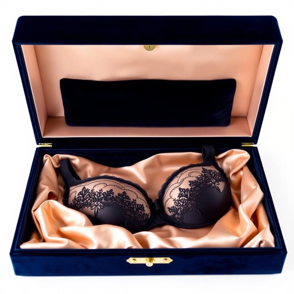 Boîte de conservation en velours pour lingerie de luxe avec intérieur en soie