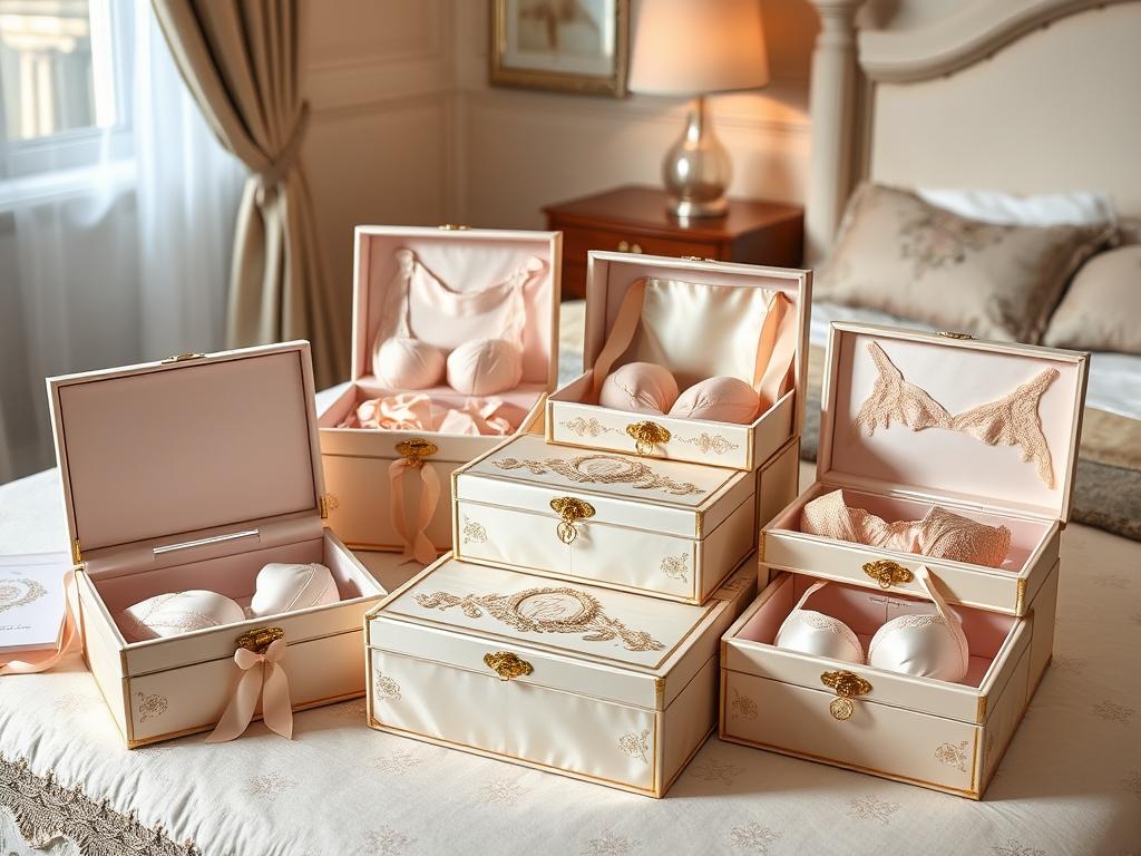 Boîtes de conservation en soie pour lingerie délicate avec couvercles décorés