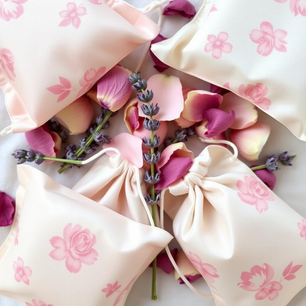 Sachets parfumés en soie pour tiroir à lingerie avec motifs floraux délicats