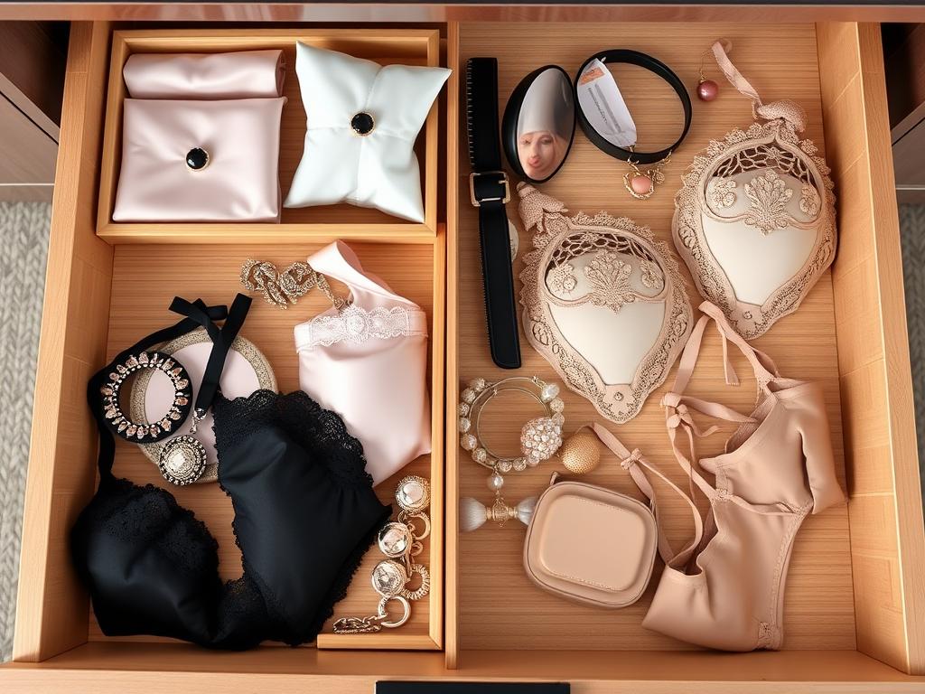 Tiroir à lingerie parfaitement organisé avec des accessoires tendance