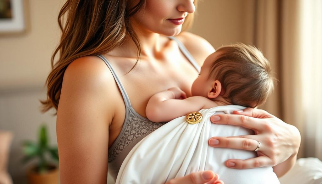 Maman allaitant confortablement avec un soutien-gorge d'allaitement élégant Maman allaitant confortablement avec un soutien-gorge d'allaitement élégant