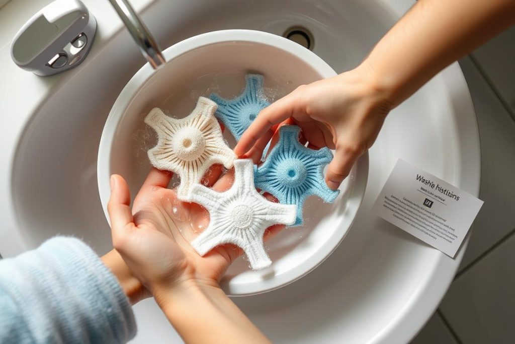 Instructions de lavage pour accessoires anti-transpiration réutilisables